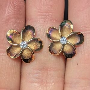 925 Silver- vermeil Flower Stud Earrings